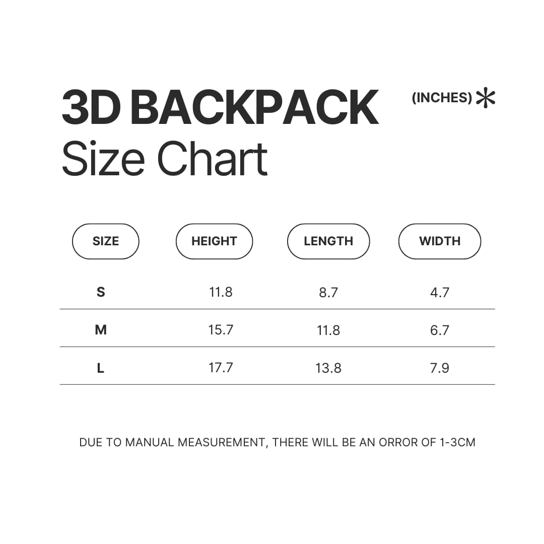 3D Backpack Size Chart - Kakegurui Shop