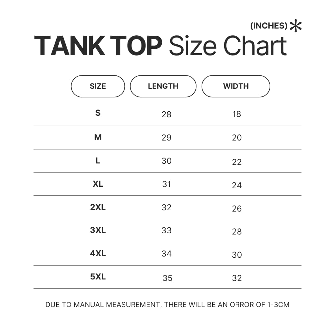 Tank Top Size Chart - Kakegurui Shop
