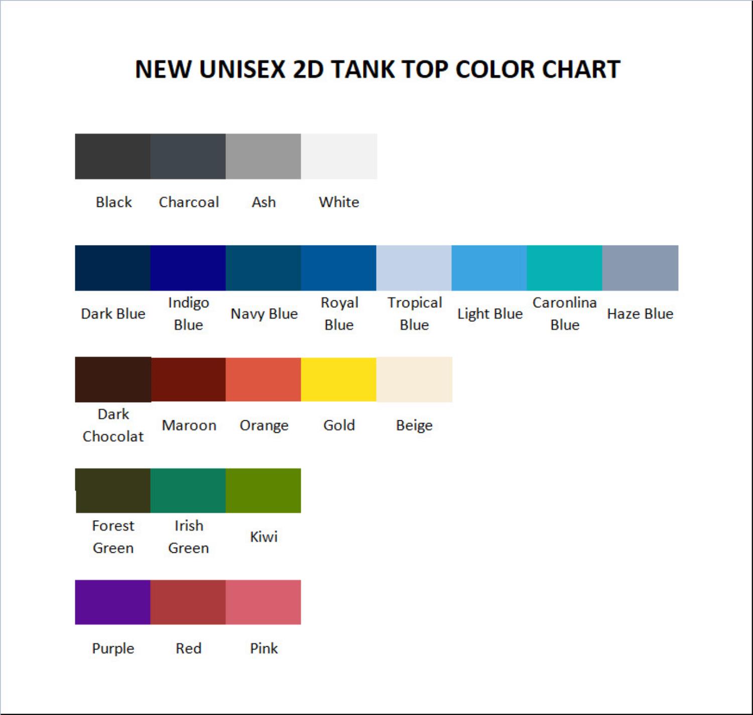 tank top color chart - Kakegurui Shop